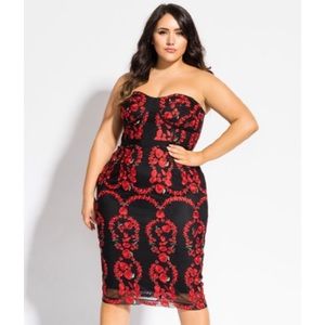 Black and Red Rose Formal Dress